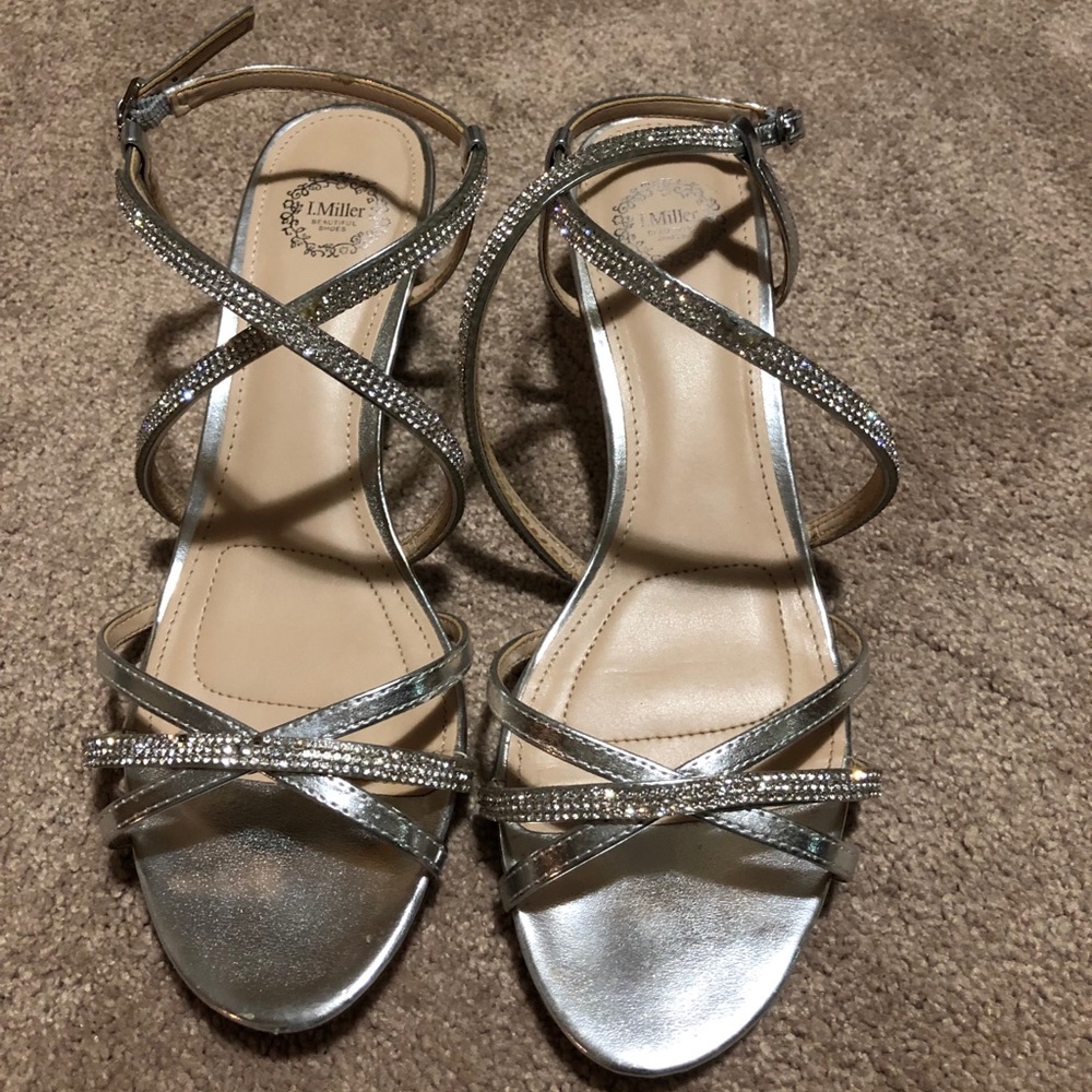 Silver wedge heels